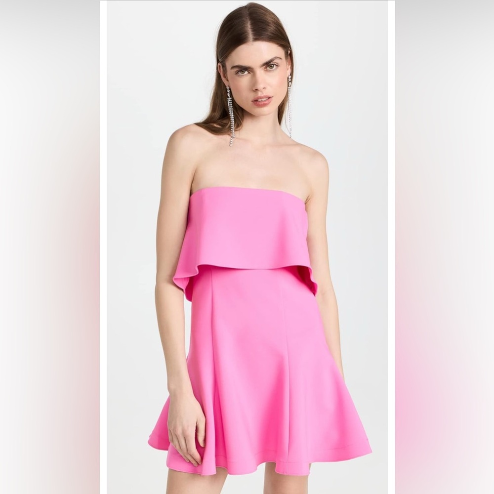 Likely Hot Pink Strapless Ruffle Mini Dress